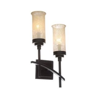 Hampton Bay 2-Light Iron Oxide Sconce with Scavo Glass Shades